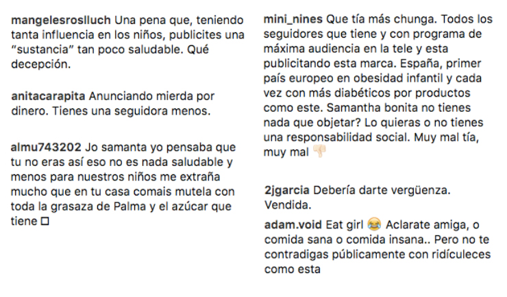 Criticas a Samantha influencer