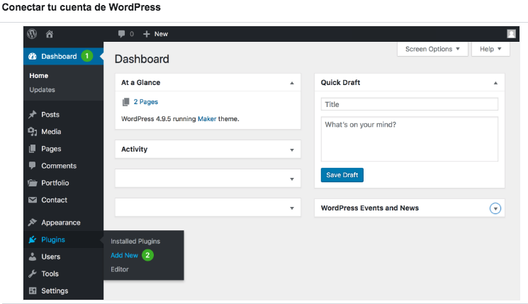 Escritorio wordpress