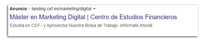 Anuncio no optimizado